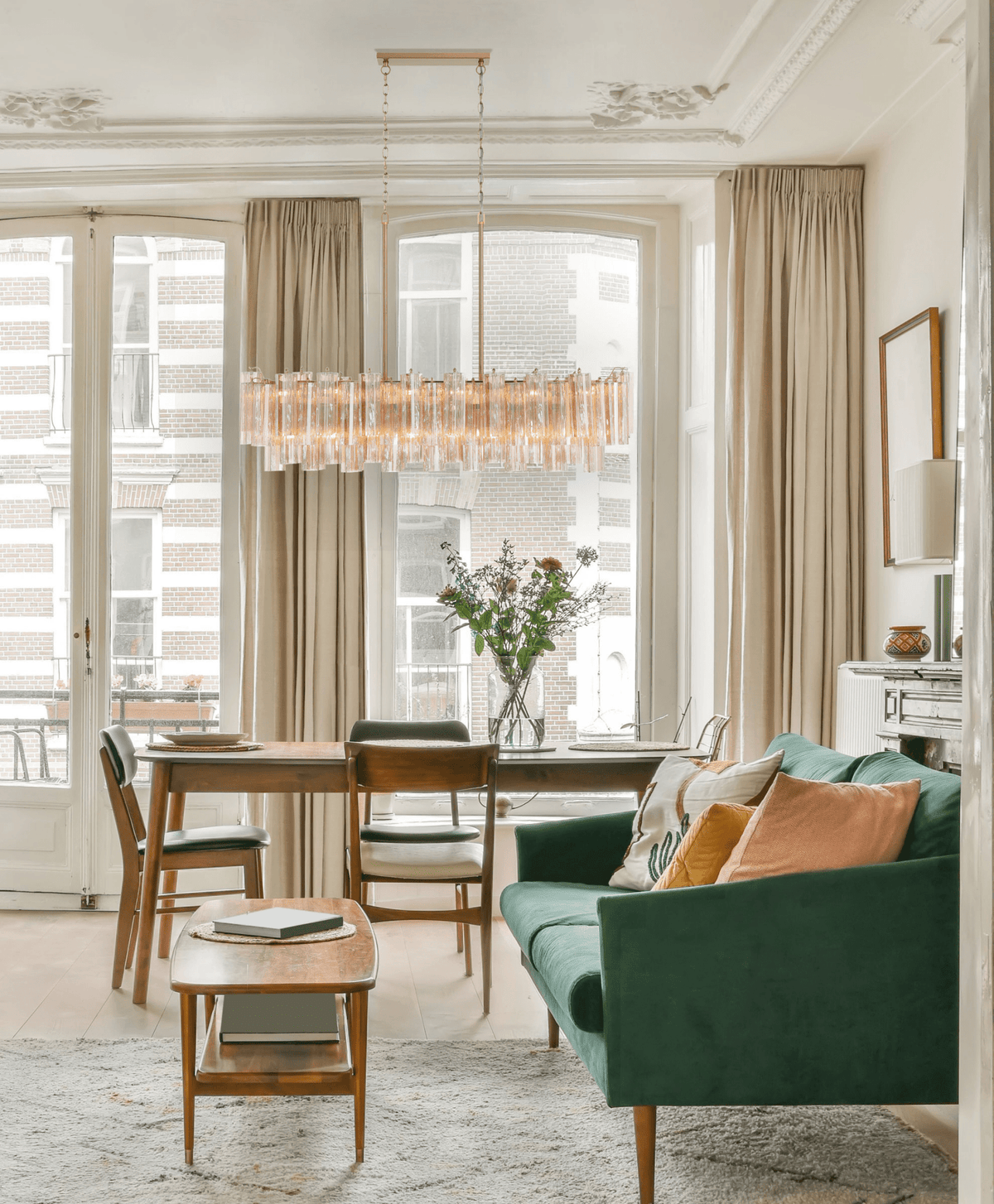 Eloria Glass Linear Chandelier – Modern Fluted Glass Pendant Light