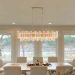 Eloria Glass Linear Chandelier – Modern Fluted Glass Pendant Light