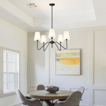 Lumos Black Chandelier – Modern Fabric Shade Pendant Light for Dining Room