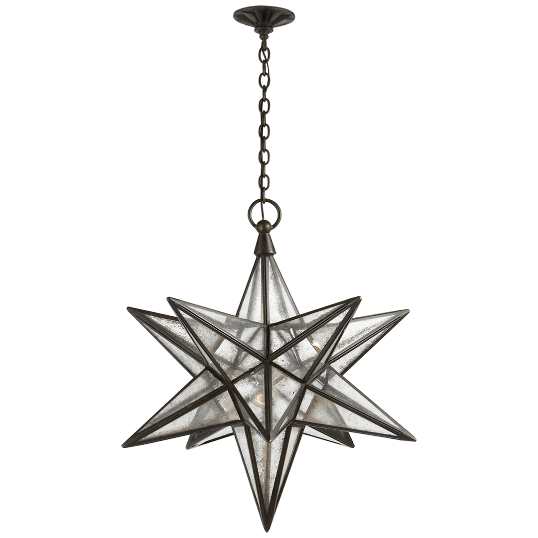 Luminara Star Chandelier – Brass & Glass Starburst Pendant Light