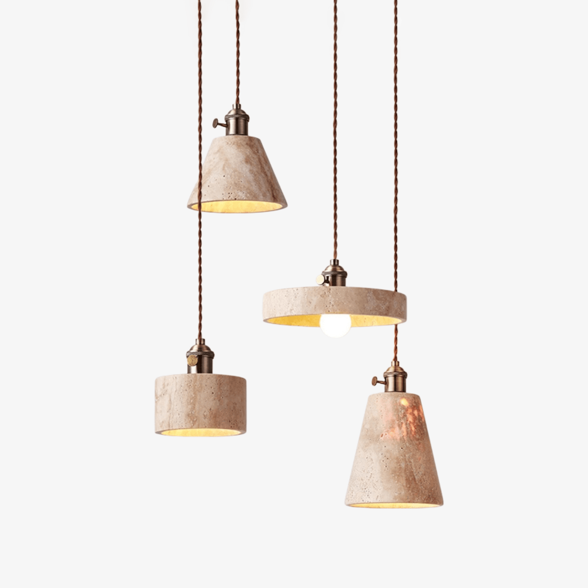 Terraform Travertine Pendant Light – Sculptural Stone Multi-Pendant