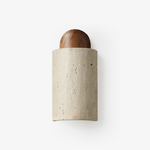 Travertine Capsule Wall Sconce in Walnut Wood – Modern Organic Lighting