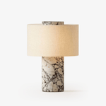 Marbella Stone Table Lamp with Linen Shade for Modern Interiors