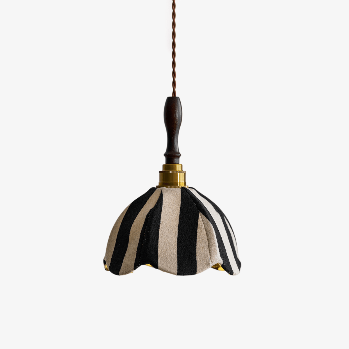 Marbre Stripe Pendant Light – Artisan Fabric Shade with Gold Accents