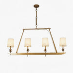 Stellar Frame Linear Chandelier in Brass with Fabric Shades