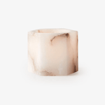 Sculpted Alabaster Cube Candle Holder – Ambient Glow for Modern Interiors