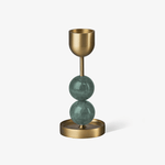 Verdant Sphere Candle Holder — Sculptural Brass & Marble Table Accent