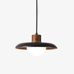 Pyra Stone Pendant Light – Black Travertine & Walnut LED Pendant