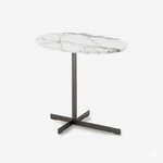 Sculptural Marble Accent Side Table with Metal Base for Modern Interiors