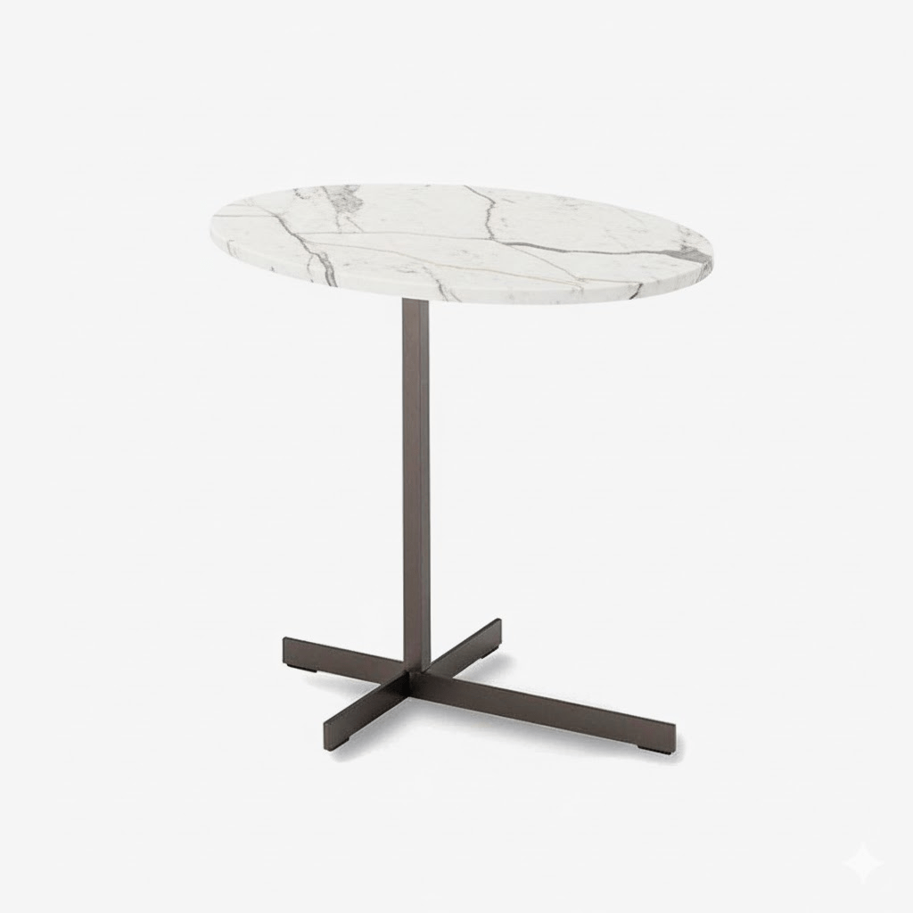Sculptural Marble Accent Side Table with Metal Base for Modern Interiors