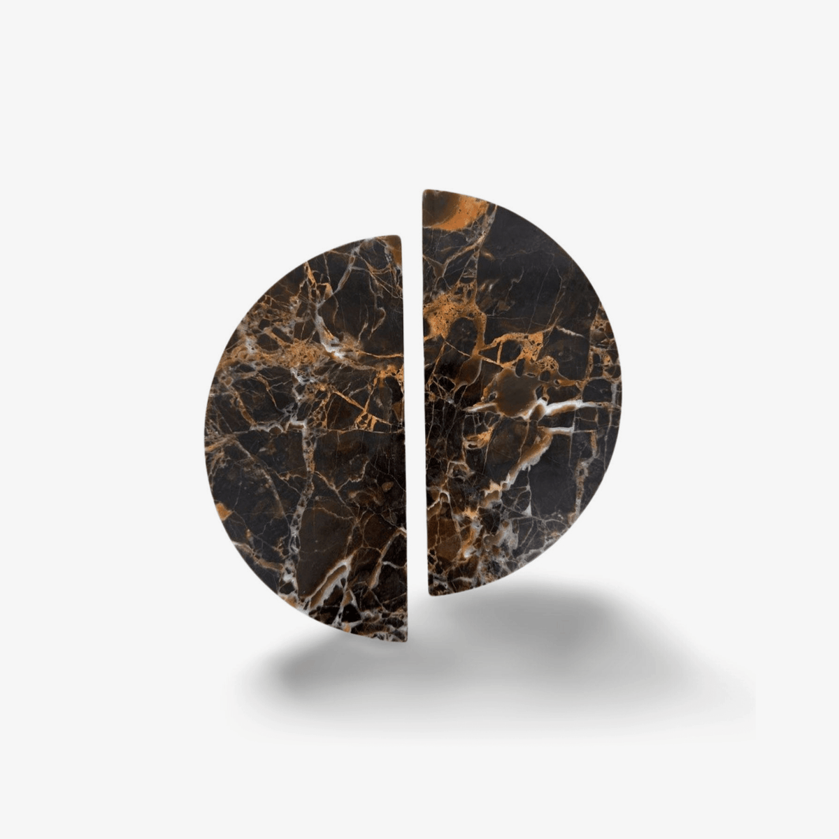 Sculptural Coffee Marble Door Handle with Brass Core