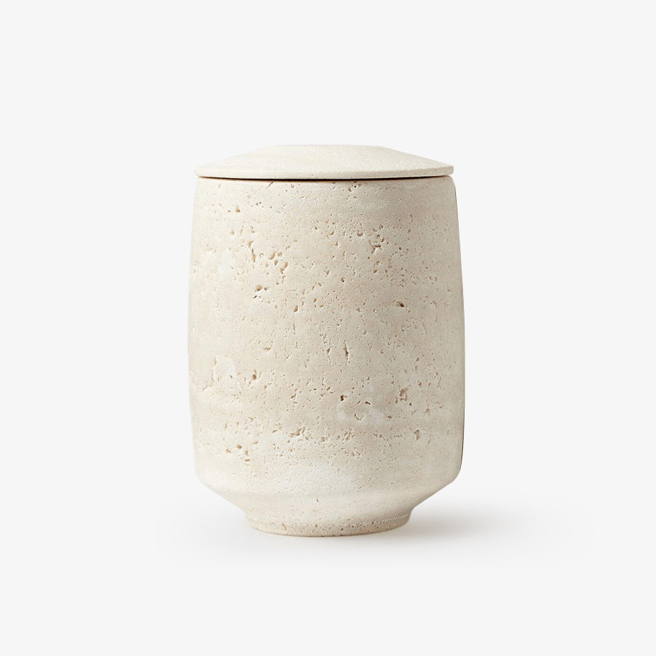 Sculptural Travertine Candle Holder for Modern Interiors