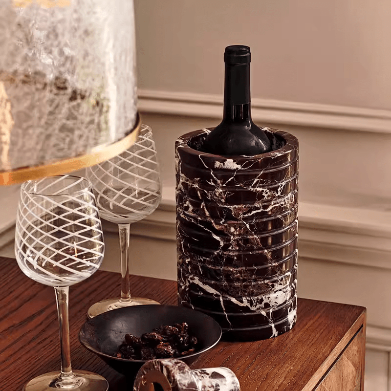 Rosso Levanto Marble Vessel Sculptural Table Lamp