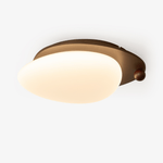 Modern Wooden Flush Mount Ceiling Light with LED, Walnut Finish