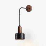 Mirox Wall Sconce in Black Travertine and Walnut Wood