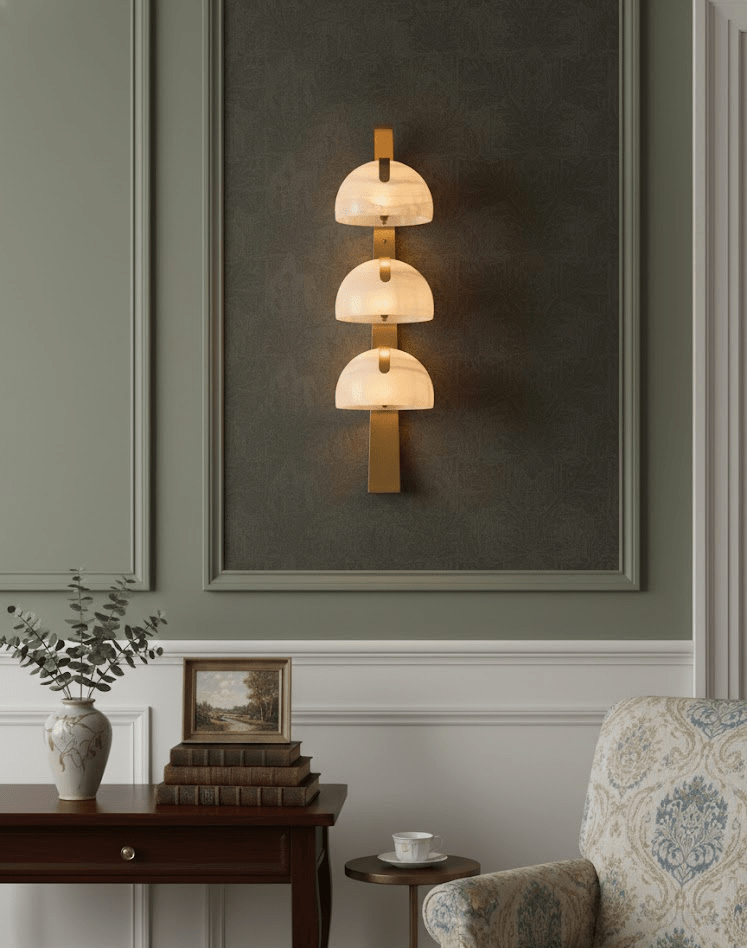 Orvyn Alabaster Wall Sconce in Brass — Modern Sculptural Lighting