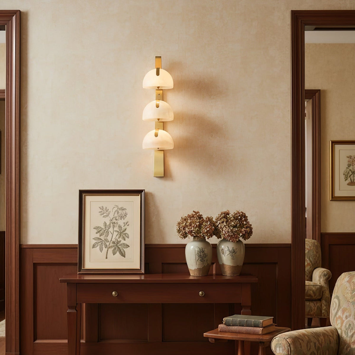 Orvyn Alabaster Wall Sconce in Brass — Modern Sculptural Lighting