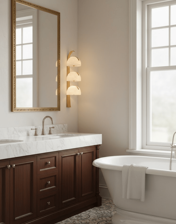 Orvyn Alabaster Wall Sconce in Brass — Modern Sculptural Lighting