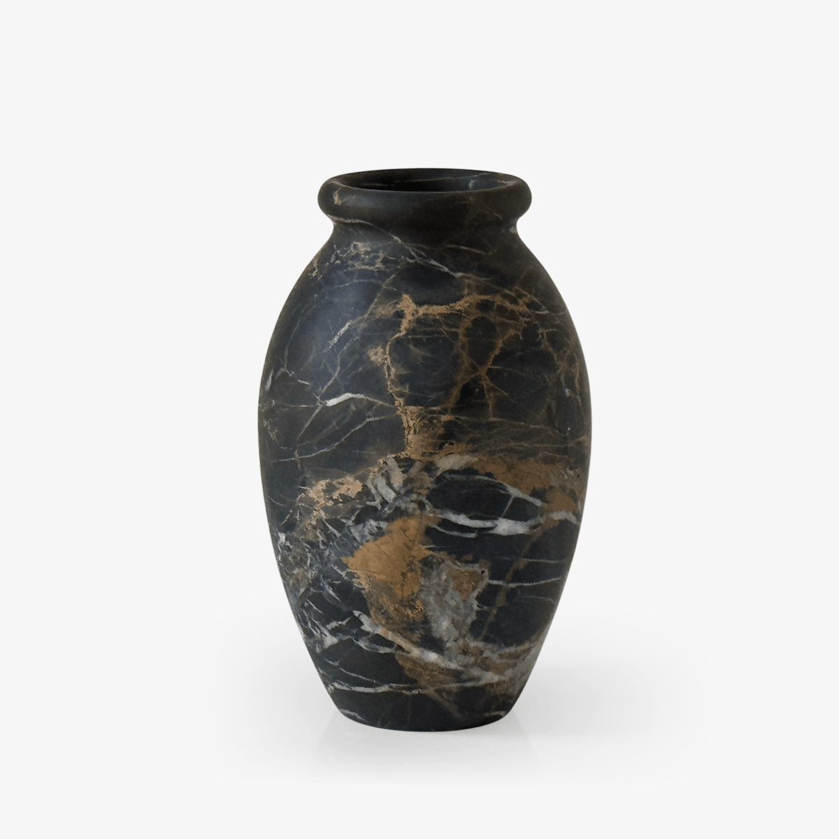 Noir Vein Stone Vase – Sculptural Marble Decor for Refined Interiors
