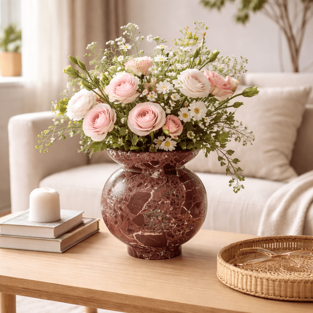 Marrow Sculptural Marble Vase for Refined Interiors