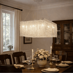 Crystal Frame Chandelier – Modern Geometric Pendant Light for Dining Room and Living Room