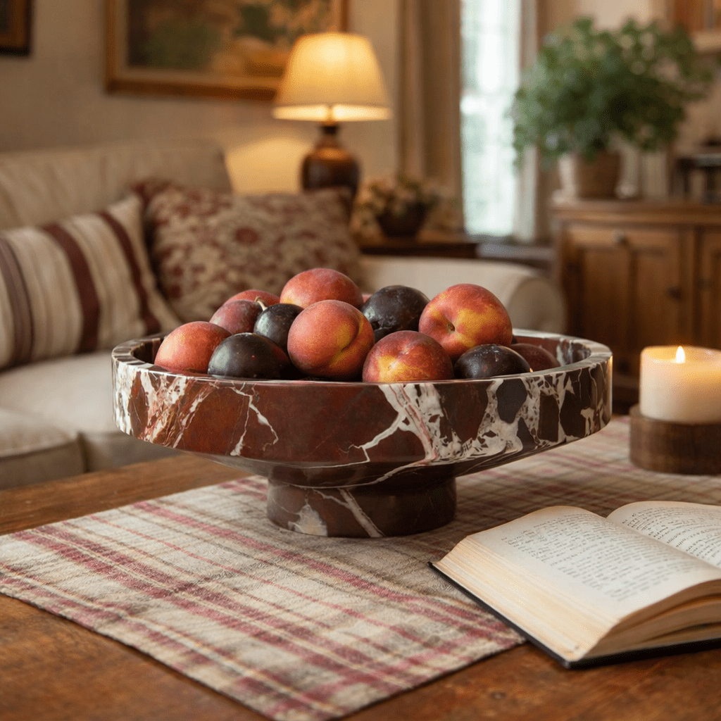 Sculptural Stone Catchall Tray for Entryway and Coffee Table Decor