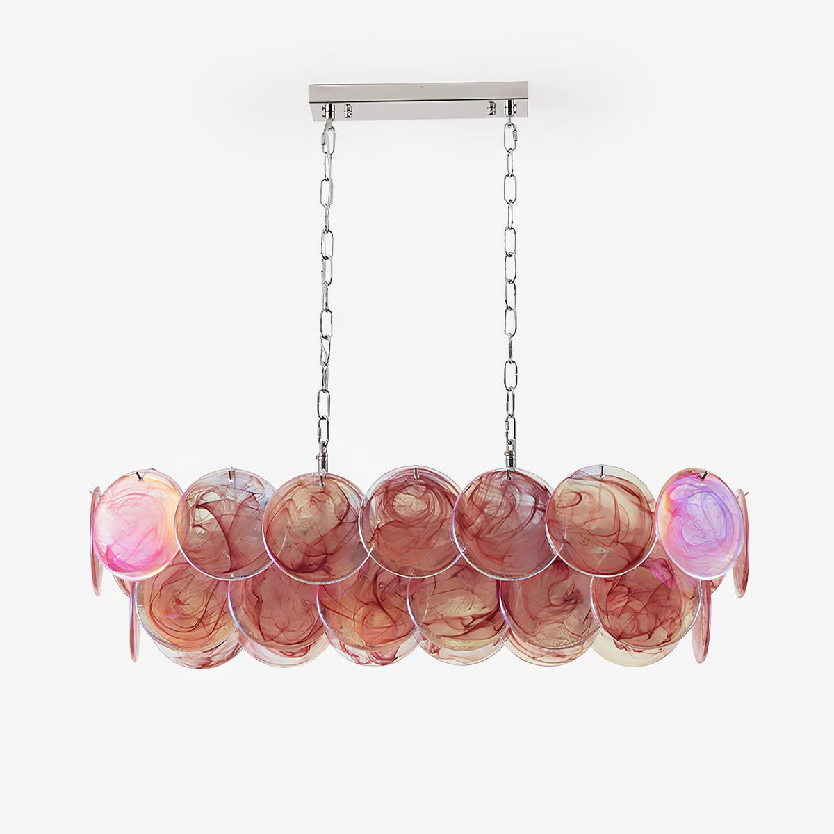Marisca Modern Glass Chandelier with Pink and Amber Discs