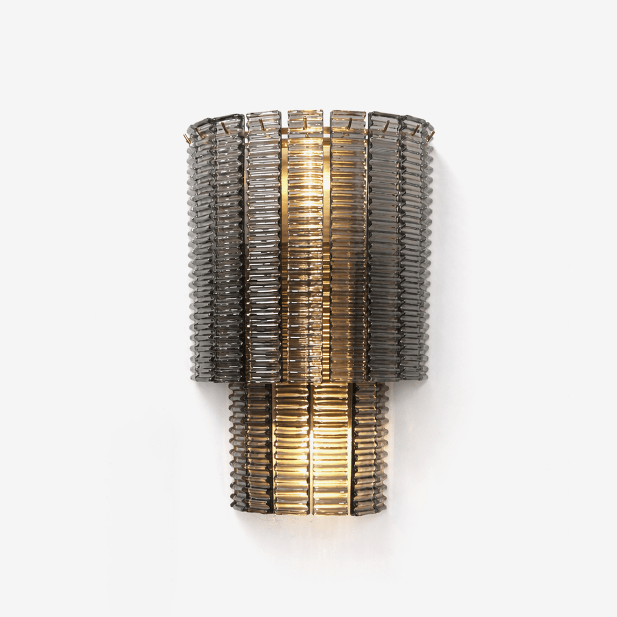 Marlowe Wall Sconce in Smoke Grey Glass and Gold Metal