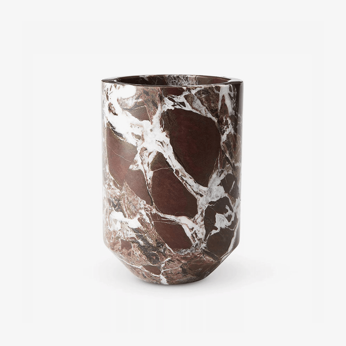 Monaco Sculptural Marble Vase in Violet Red with White Veining