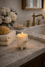 Marlowe Sculptural Marble Candle Holder for Ambient Interiors