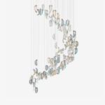 Aqua Ripple Hand-Blown Glass Art Chandelier | Custom Designer Lighting