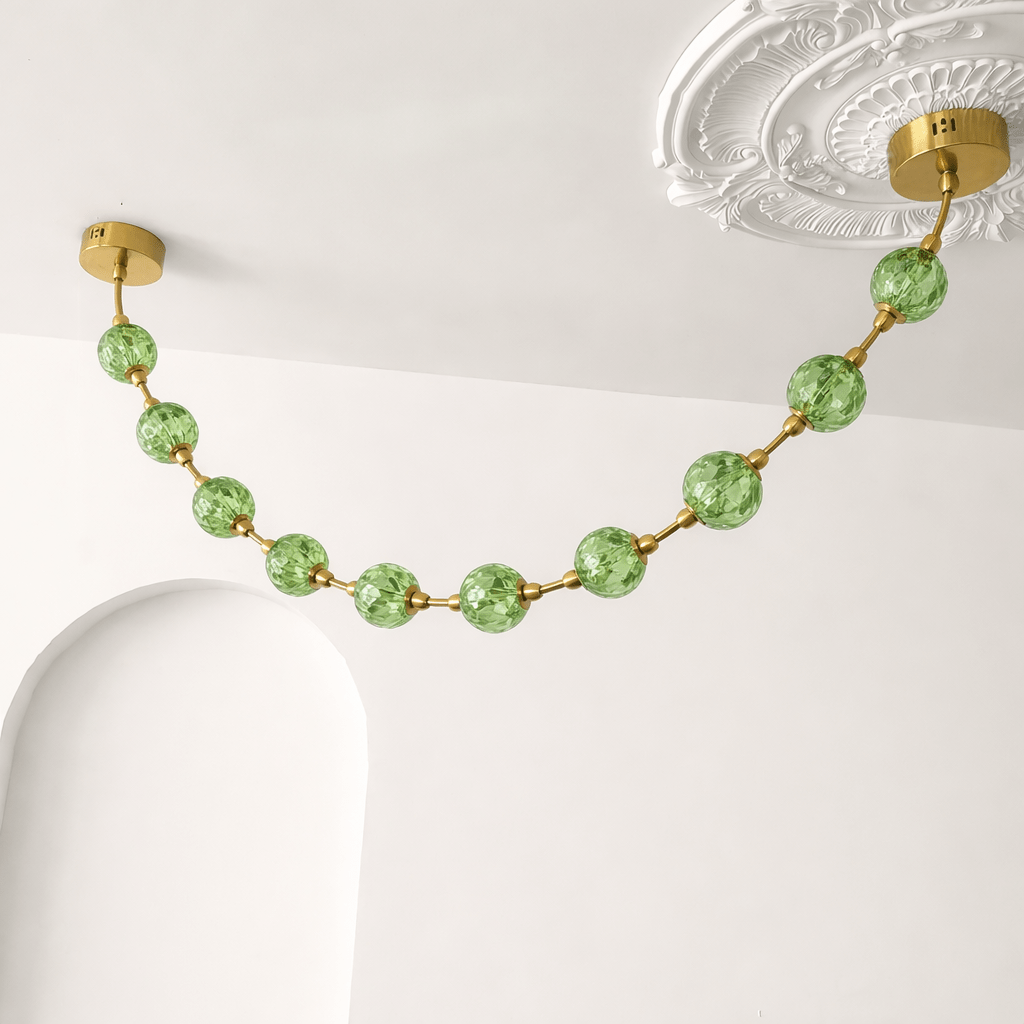Strand Necklace Chandelier — Modern Gold & Acrylic LED Pendant Light