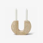 Rowan Sculptural Travertine Candle Holder in Natural Yellow Stone