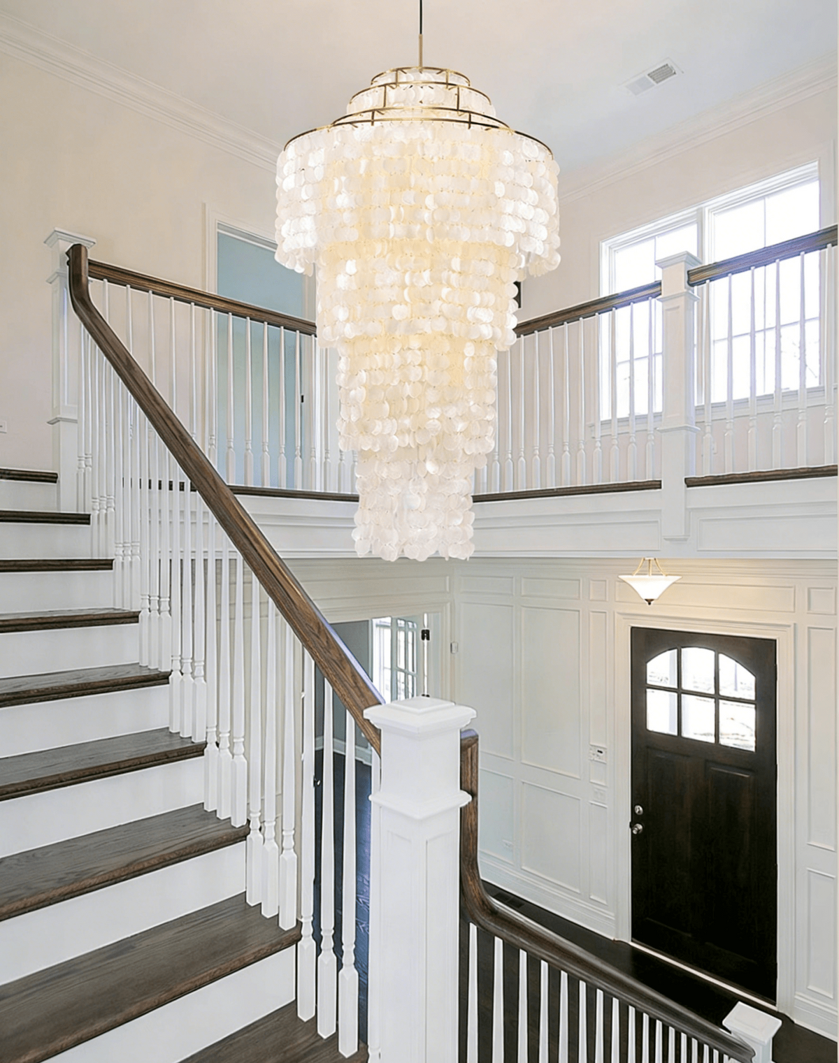 Nerida Shell Chandelier — Natural Shell & Gold Ring Pendant Light