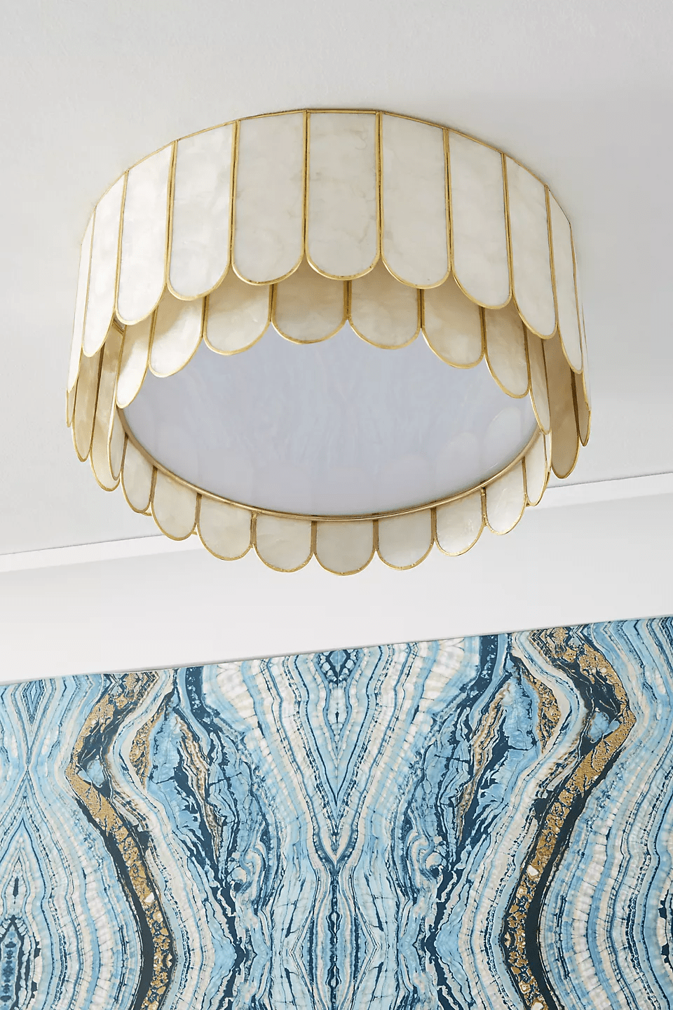 Aurelia Capiz Shell Ceiling Light in Brushed Gold