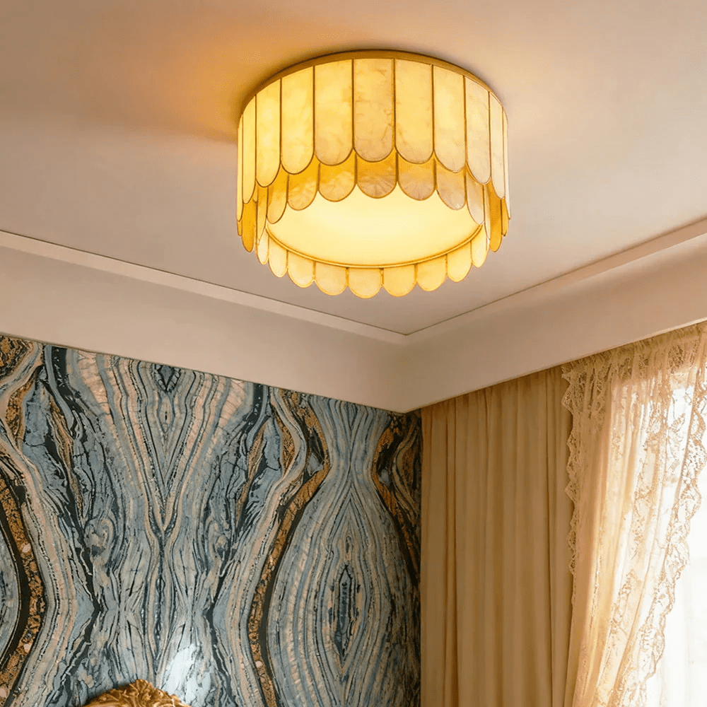 Aurelia Capiz Shell Ceiling Light in Brushed Gold