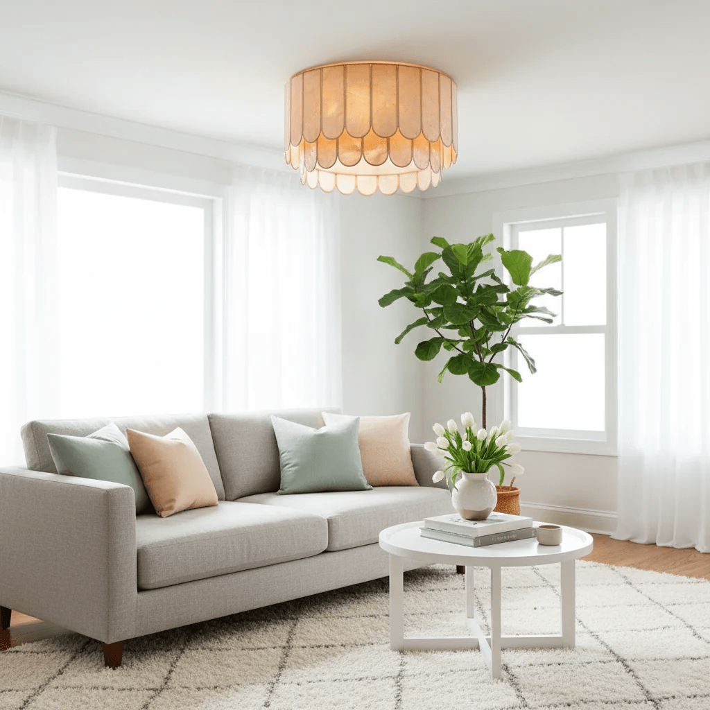 Aurelia Capiz Shell Ceiling Light in Brushed Gold