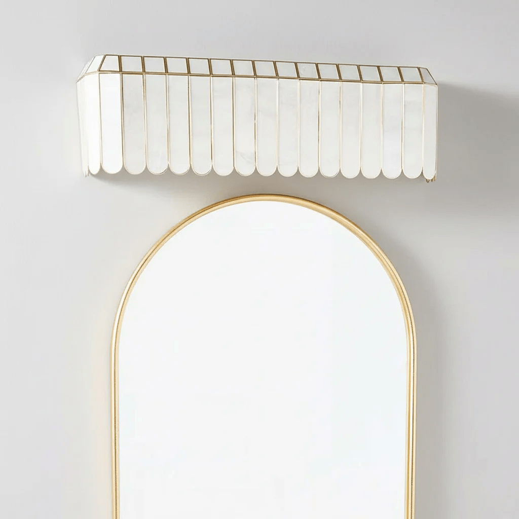 Aurelia Capiz Shell Wall Sconce with Brass Frame