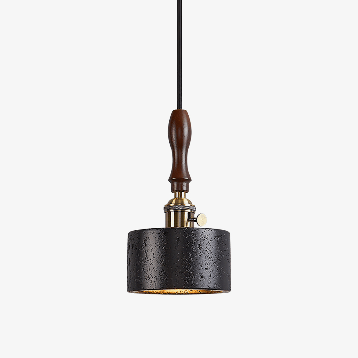 Dalton Travertine Pendant Light — Dark Walnut & Natural Stone