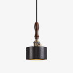 Dalton Travertine Pendant Light — Dark Walnut & Natural Stone