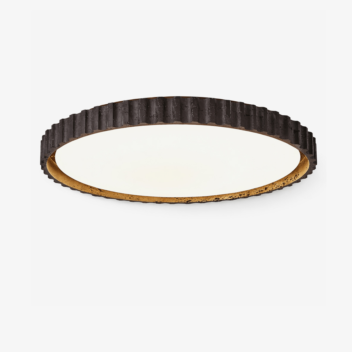 Obsidian Aura Ceiling Light in Black Travertine and Walnut