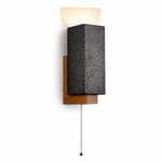Obsidian Glow Wall Sconce — Black Travertine & Walnut Geometric Wall Light