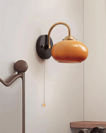 Nilo Wall Sconce in Amber Glass and Brass for Modern Interiors