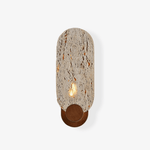 Vesper Travertine Wall Sconce with Walnut Accent