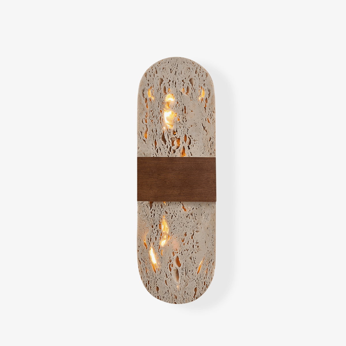 Solis Travertine Wall Sconce with Walnut Accent – Modern LED Wall Light