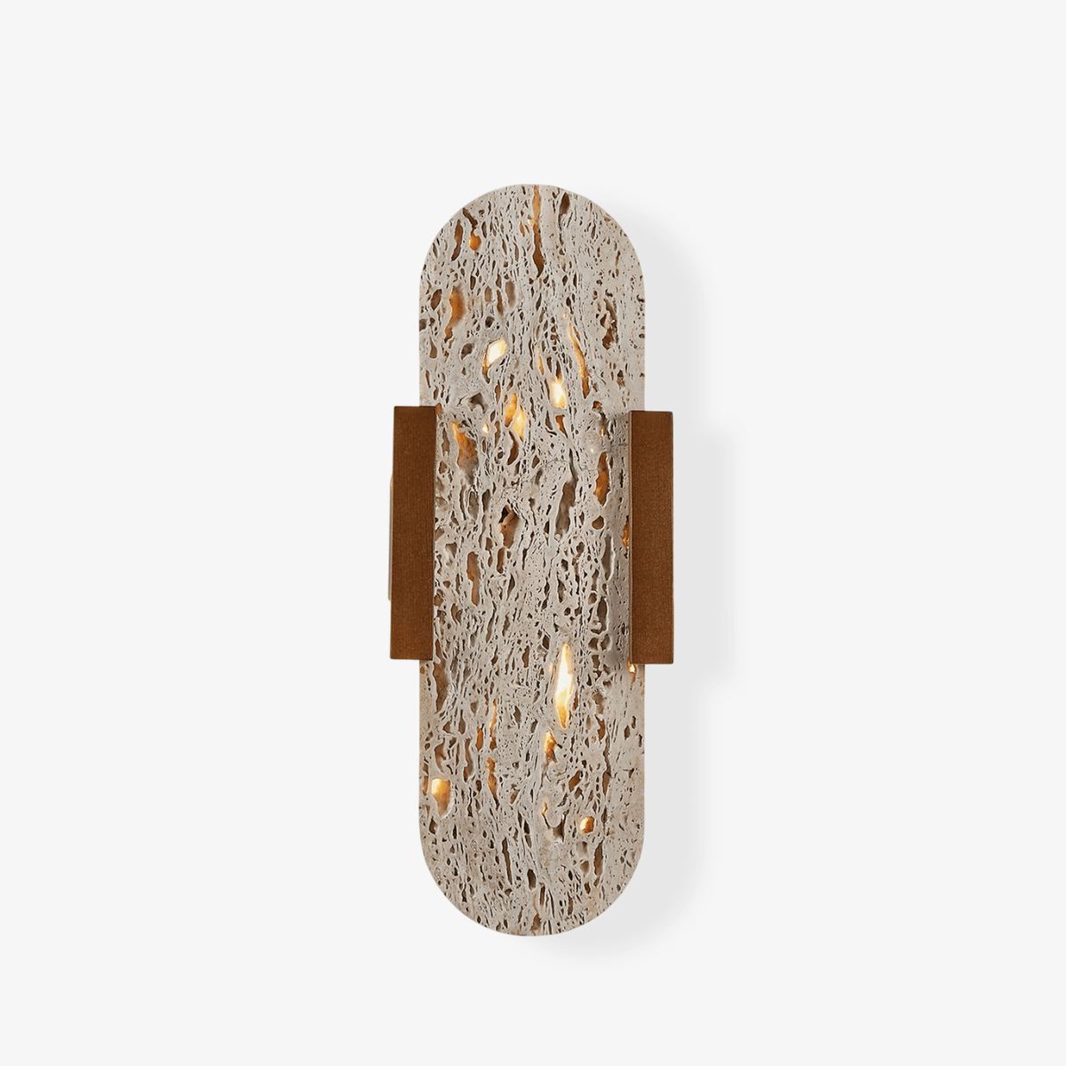 Elara Travertine Wall Sconce with Walnut Accents – Modern LED Wall Light