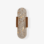 Elara Travertine Wall Sconce with Walnut Accents – Modern LED Wall Light