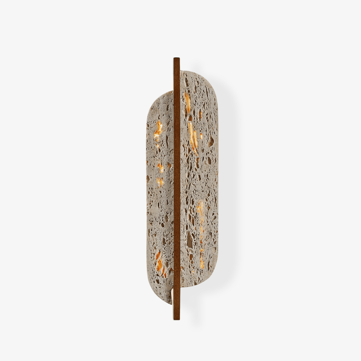 Celeste Travertine Wall Sconce with Rusted Metal Accent