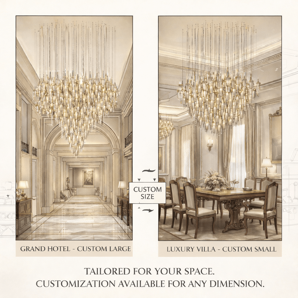 Vitara Glass Drop Chandelier — Amber Gothic LED Pendant