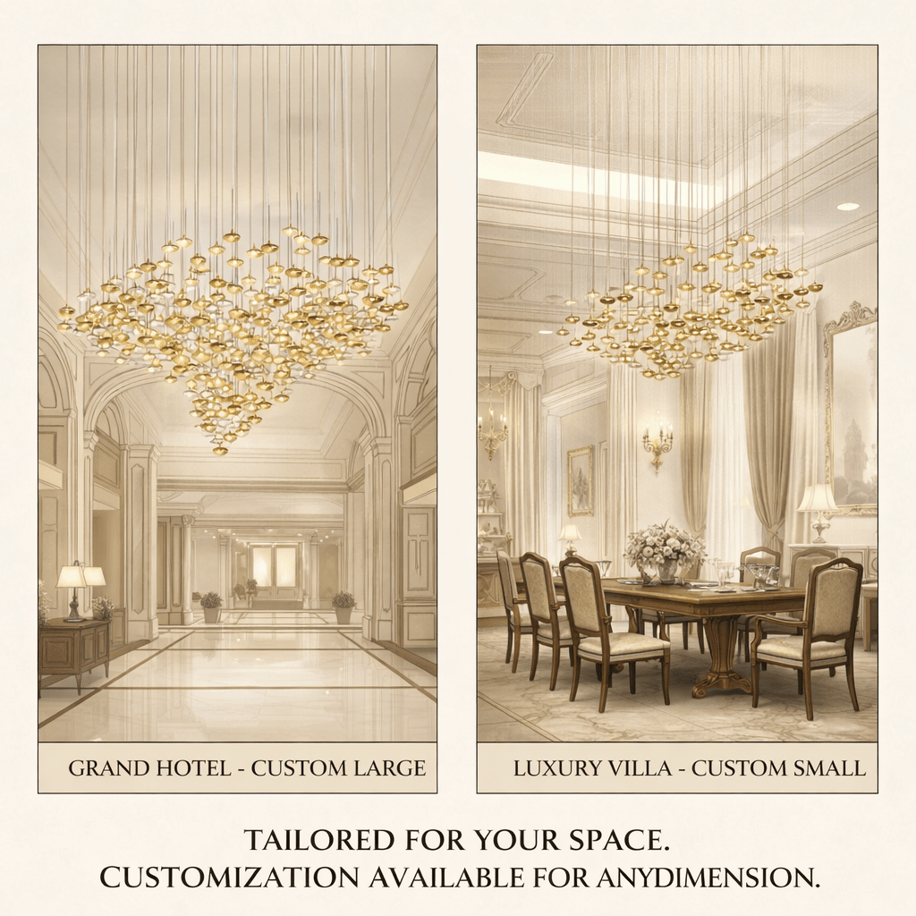 Lure Linear LED Chandelier in Gold and Clear Glass for Modern Interiors